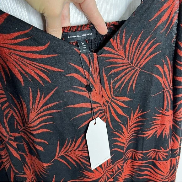 NEW NWT Universal Standard Promenade Linen Wide Leg Jumpsuit Black Red 18 20 M - Picture 2 of 9